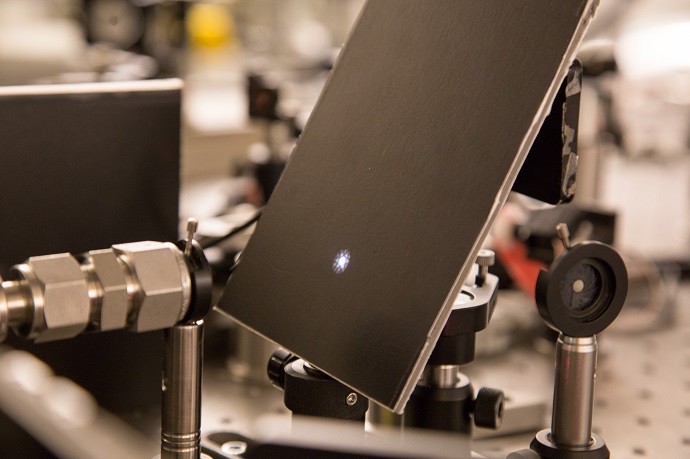 Light is sent through a narrow hollow fibre