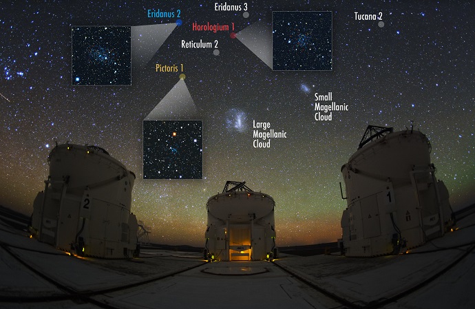 The Magellanic Clouds and the Auxiliary Telescopes at the Paranal Observatory in the Atacama Desert in Chile
