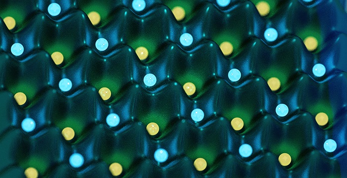 Atoms are arranged in a checkerboard double-well optical lattice