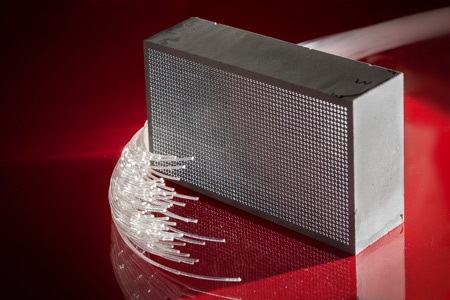 Optical fibres cast directly into concrete