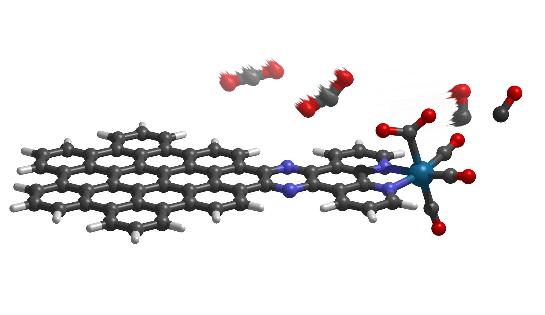 The new molecule employs a nanographene complex to absorb light and drive the conversion of carbon dioxide to carbon monoxide